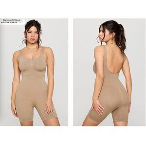 Yitty Nearly Naked 1x Shapewear Mid Thigh Bodysuit XL/XXL Moody B Taupe
